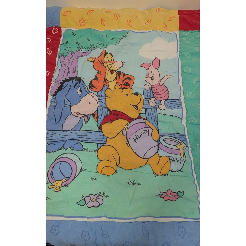 Disney Winnie the Pooh Crib Comforter Baby Multicolor Vintage 1998 Colorblock